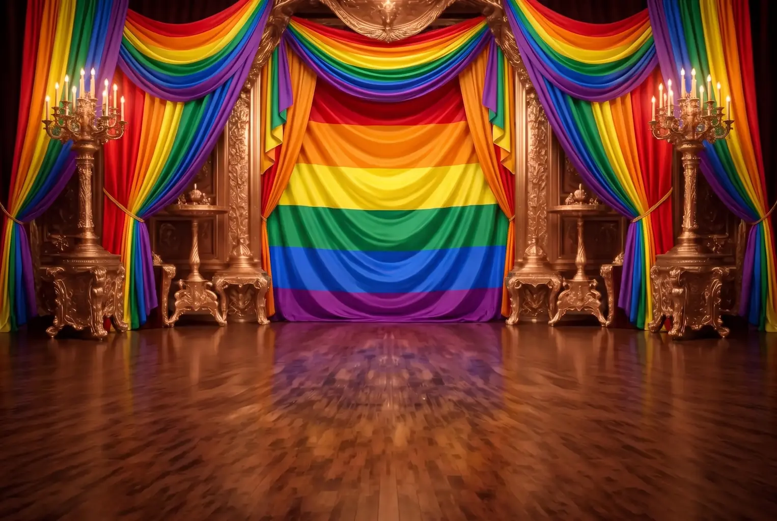 A luxurious throne room surrounded by opulent decor and soft lighting